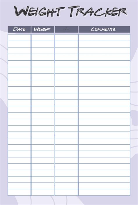 Blank Weekly Weight Loss Tracker Template