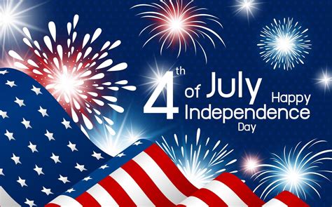 Happy Independence Day Poster With Flag And Fireworks 1222661 Vector