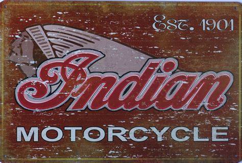 Indian Motorcycle Aluminium Garage Art Metal Sign 30cm X 20cm Etsy