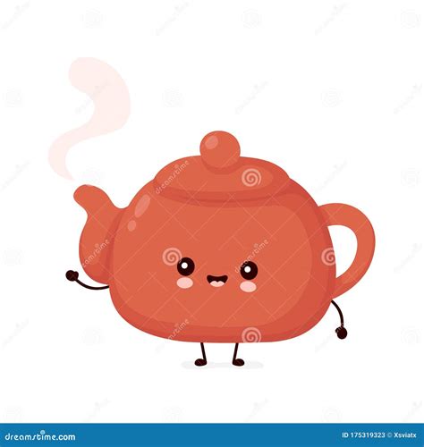 Cute Happy Smiling Teapot Vector Stock Vector Illustration Of