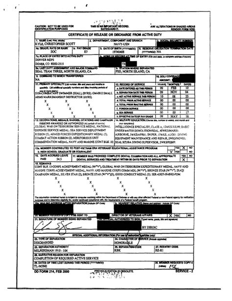 Sample Dd214 The Document Template