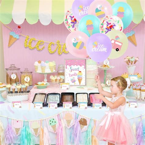 Utopp Pcs Ice Cream Party Balloons With Sprinkles Confetti Balloons