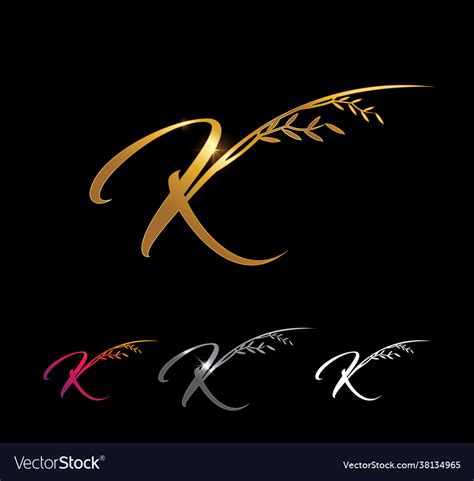 Golden Letter K Monogram Initial Sign Royalty Free Vector