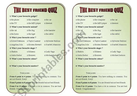 The Best Friend Quiz Esl Worksheet By Marjorie 03