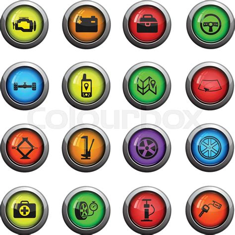 Car Shop Icons Set Stock Vector Colourbox