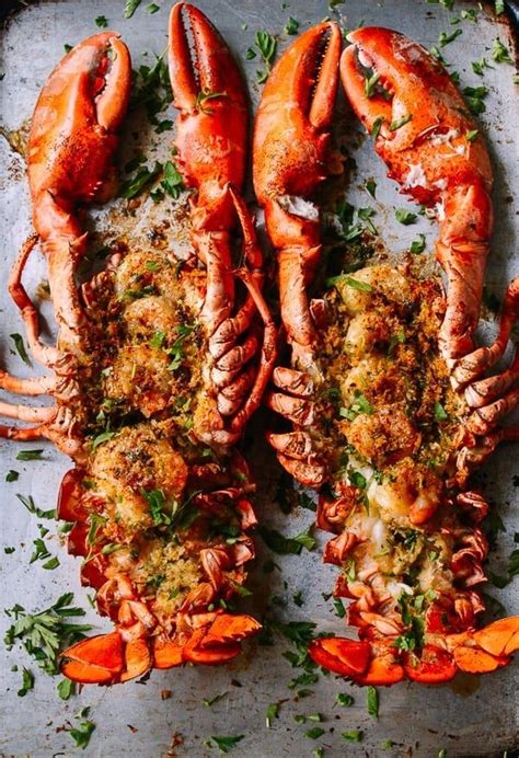 Cooked Lobsters With Parmesan Cheese And Herbs