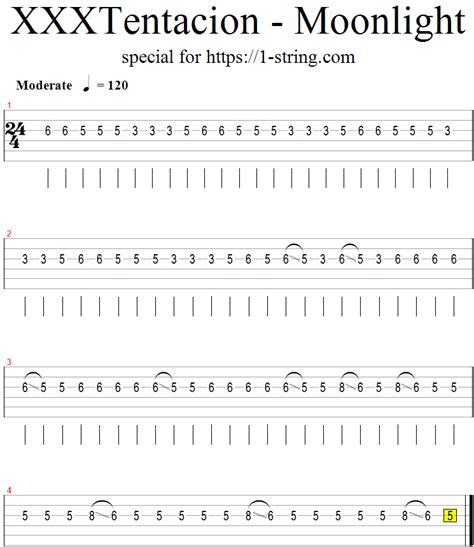 Lesson Xxxtentacion Moonlight On One Guitar String Tabs Hot Sex Picture