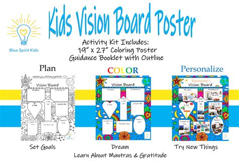 Kids Vision Board Poster Kit Esty Kids Vision Board Kids Vision