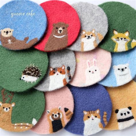 Cute Needle Felted Project Wool Animals Coaster Via Yucococafe
