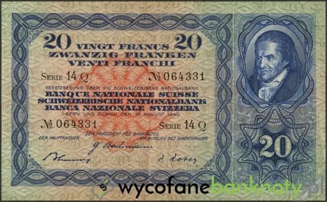 20 Swiss Francs Banknote Series 3 Wycofane Banknoty