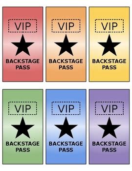 Editable Backstage VIP Passes By Babe Miss Fourth Grade TpT