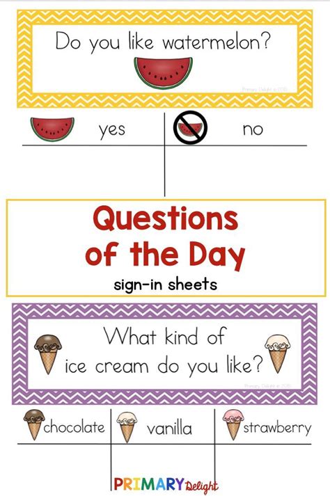 Preschool Questions Of The Day List Qeust