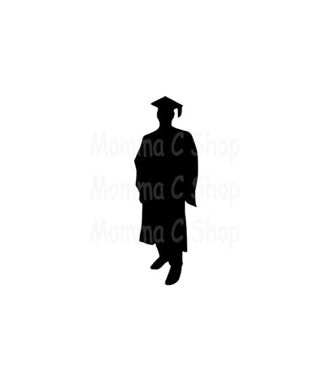 Graduation Cap And Gown Svg Instant Digital Download One Color Etsy