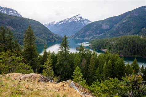 Diablo Lake And Mountains At North Cascades National Park In Washington