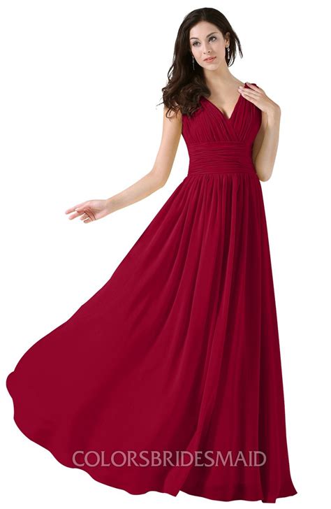 Long Elegant Red Bridesmaid Dresses Juwitala