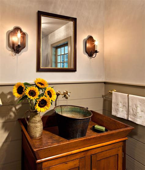 Powder Room The Sink In This Farmhouse Powder Room Was