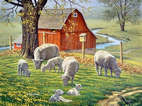 Landleben Farm Art Country Art Sheep Art