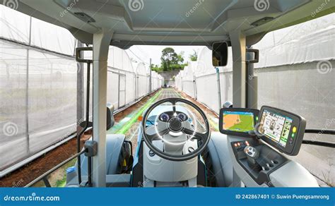 5g Autonomous Tractor Working In Agriculture Greenhouse Future