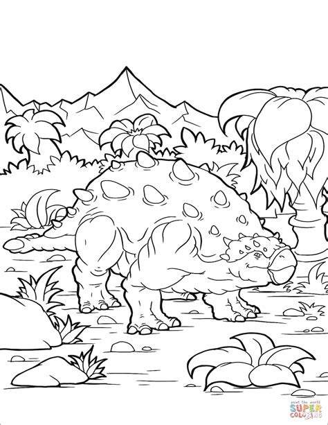 Ankylosaurus Cretaceous Period Dino Coloring Pages Dinosaurs Coloring