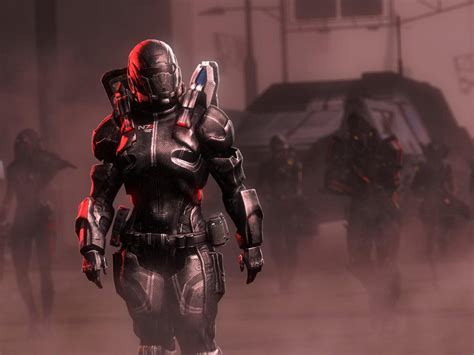 Wallpaper Mass Effect Shepard Armor Woman Fog Hd Widescreen