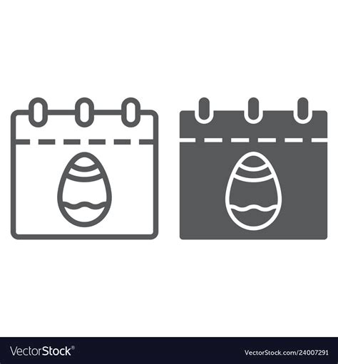 Easter Calendar Line And Glyph Icon Date Vector Image