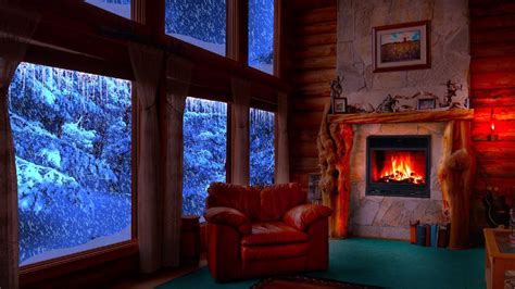 Blizzard Sounds And Crackling Fireplace For Sleep Cozy Winter Ambience