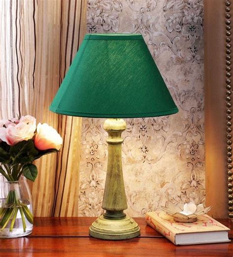 Buy Verde Green Fabric Shade Table Lamp With Green Base By Casacraft