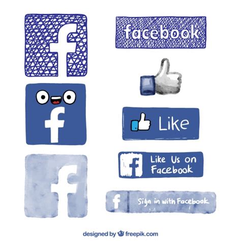 Hand Drawn Facebook Logos Free Vectors Ui Download