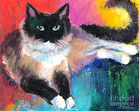 Colorful Ragdoll Cat Painting Painting By Svetlana Novikova Fine Art