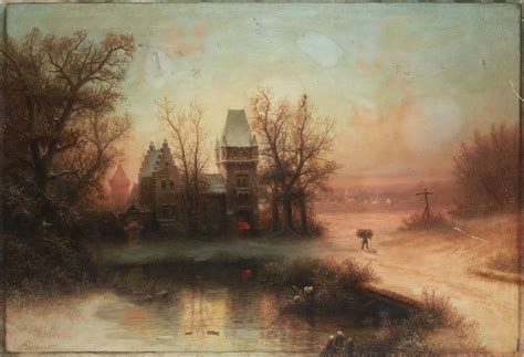 Albert Bredow 1828 1899 Winter Scenery At Sunset