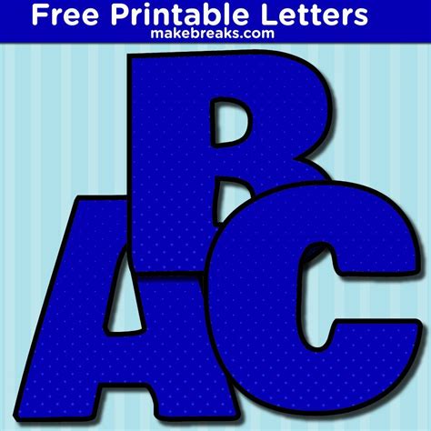These Free Bold Printable Letters Have A Bright Blue Halftone Dot