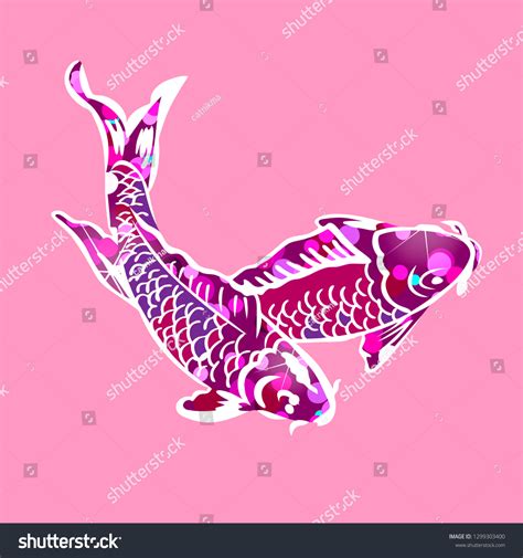 vector illustration two koi carps japanese เวกเตอร์สต็อก ปลอดค่าลิขสิทธิ์ 1299303400