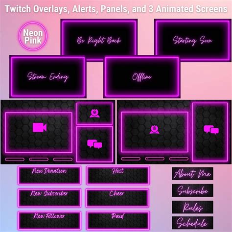Neon Pink Twitch Overlays Animated Screens Alerts And Twitch Etsy Ireland