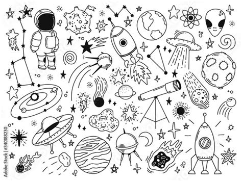 Hand Drawn Space Doodle Space Planets Astrology Cosmic Doodles