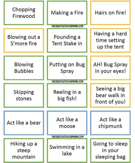 27 Fun Camping Charades Prompts Printable Pdf Charades For Kids