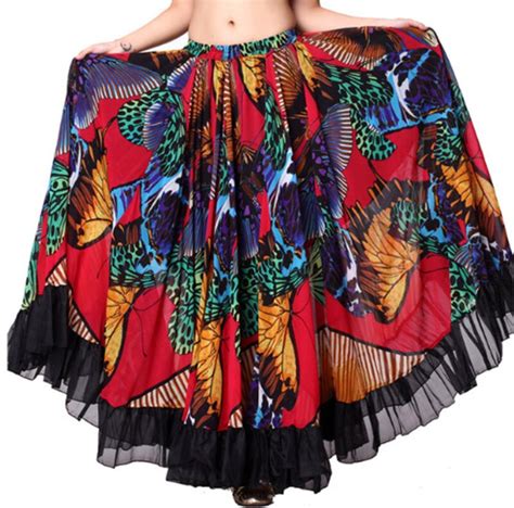 Tribal Belly Dance 2018 Performance Gypsy Skirt Butterfly Full Circle Flamenco Skirt Women Gypsy