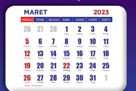 Kalender Bulan Maret 2023 Dan Beberapa Daftar Hari Pentingnya Cirebon