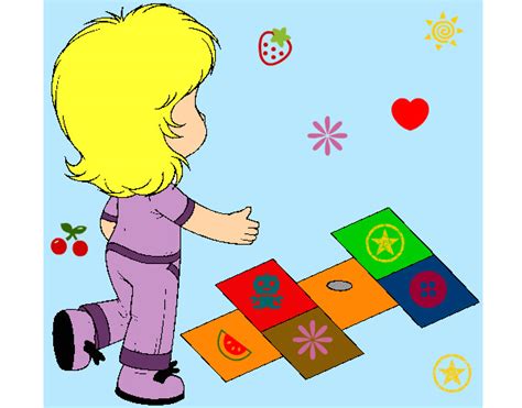 Lindos niños jugando con diferentes juguetes y juegos divirtiéndose por su cuenta disfrutando de la infancia. Dibujo de la rayuela magica pintado por Mecha15 en Dibujos ...