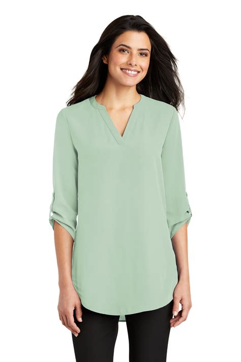 Port Authority Embroidered Women's 3/4-Sleeve Tunic Blouse | Women's ...
