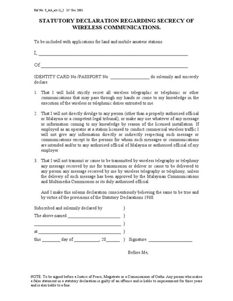 This declaration is made in support of the application for a visitor visa of. Statutory Declaration Form