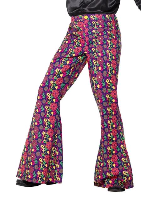 vibrantly colored 1960 s style psychedelic cnd flared extra large men trousers