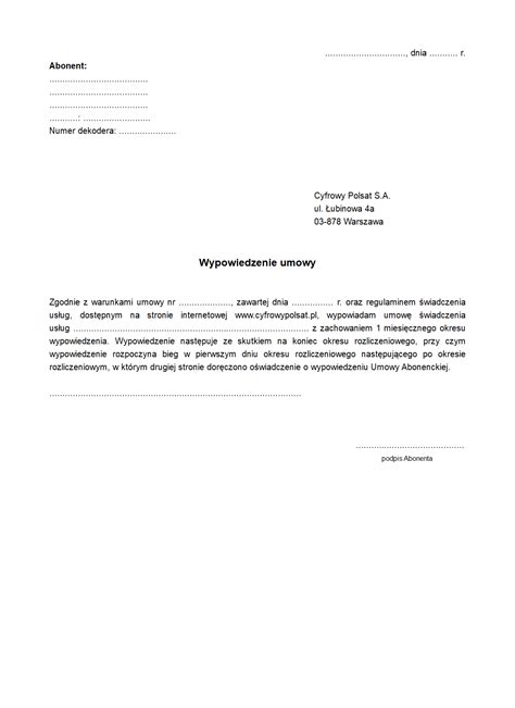 Przykładowy wzór umowy o samozatrudnienie: WUCP Wypowiedzenie Umowy Cyfrowy | druk, formularz online
