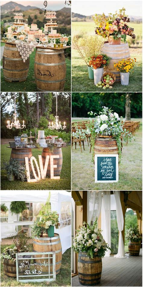 Country Chic Wine Barrel Theme Wedding Decoration Ideas Roses And Rings