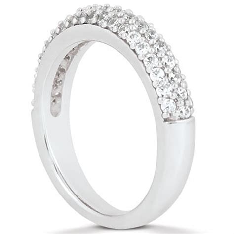 triple row micro pave diamond wedding ring band in 14k white gold richard cannon jewelry