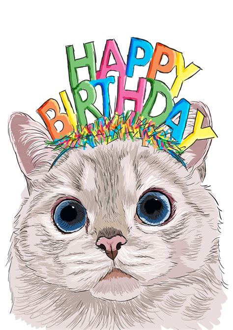Printable Cat Birthday Card Funny Cats Birthday Card Cat Etsy