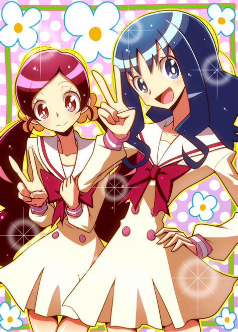 Safebooru 2girls Blue Eyes Blue Hair Futari Wa Pretty Cure Hanasaki
