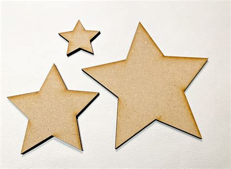 Set Of 3 Wooden Stars 5cm 10cm And 15cm Craft Ready To Decorate Etsy
