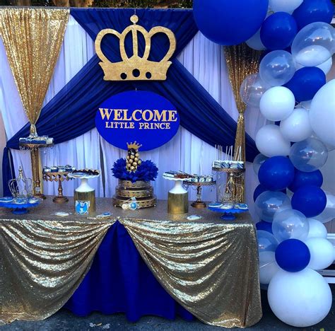 Babe Prince Baby Shower Set Up By Janet Jimenez Royal Blue And Gold Decor Pr Royalty Baby