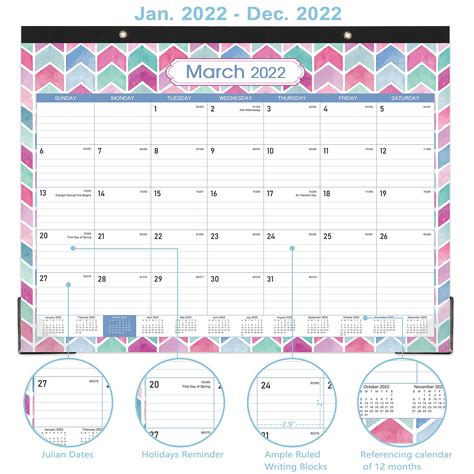 2022 Desk Calendar Large Desk Calendar 2022 22 X 17 Jan 2022
