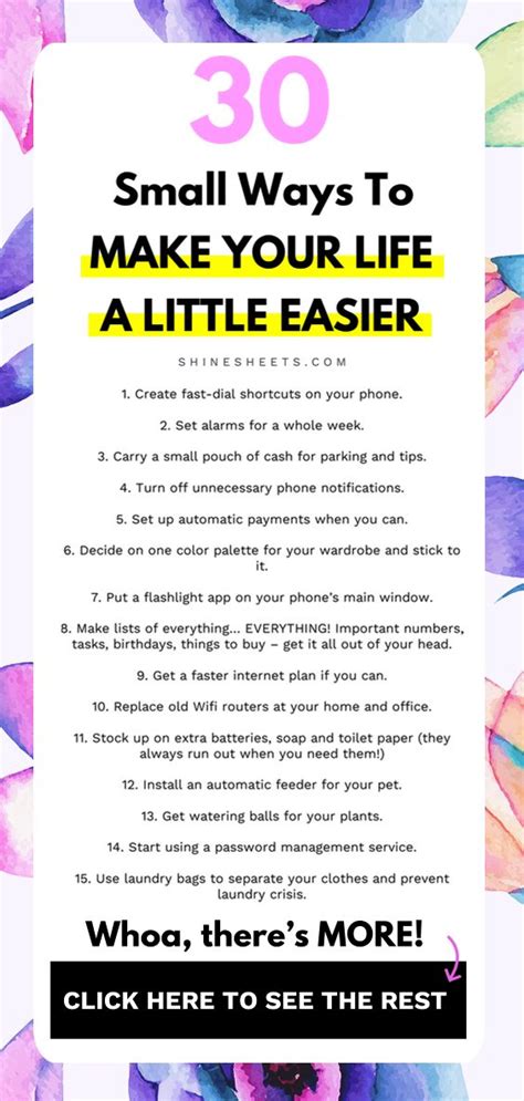 30 Small Things To Do To Make Life Easier Checklist Life